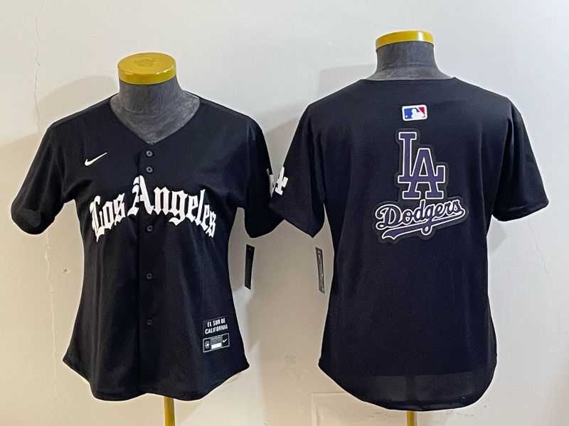 Women 2026 Los Angeles Dodgers Blank Black Game Nike MLB Jersey style 0022